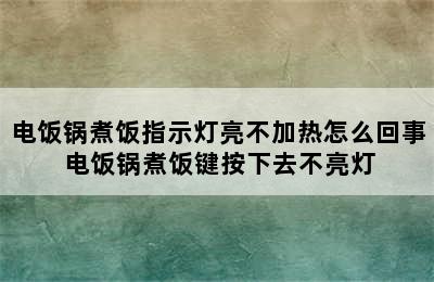 电饭锅煮饭指示灯亮不加热怎么回事 电饭锅煮饭键按下去不亮灯